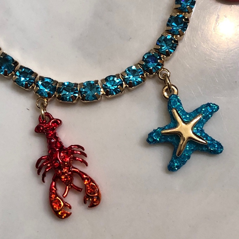 Betsey Johnson Mermaid Jewels Crystal Tennis Necklace Lobster & Starfish NWT - Picture 8 of 12